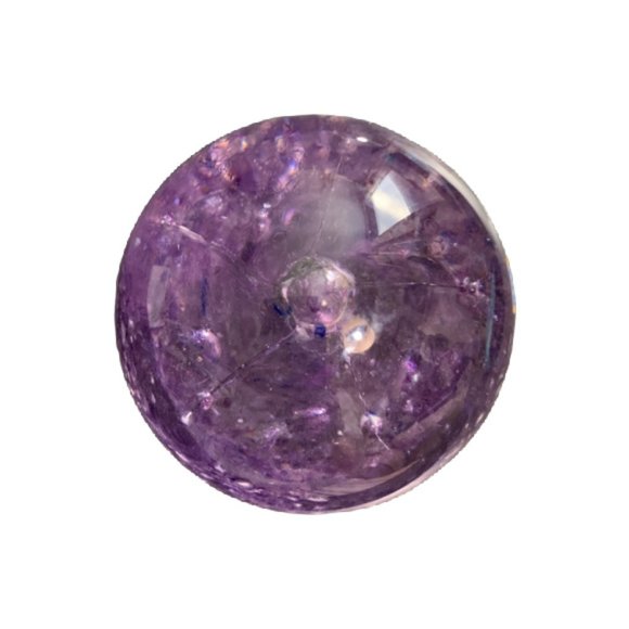 Amethyst Globe Bubble Glass Flower Paperweight - Picture 3 of 5